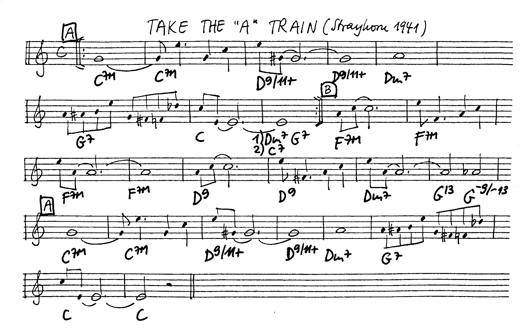take the a train free jazz leadsheet - Courtesy of the Jungle Jazz Band